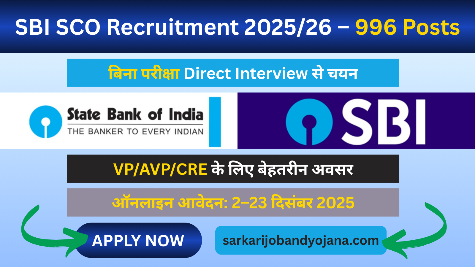 SBI SCO Bharti 2025-26 – 996 Posts